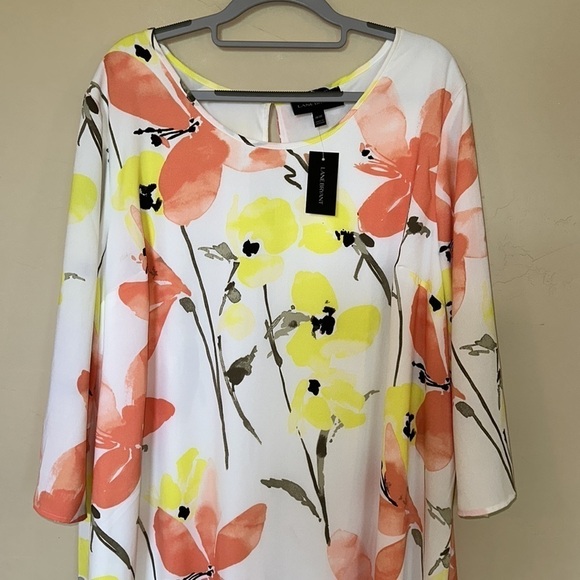 NWT Lane Bryant vibrant white coral floral trapeze dress 3/4 sleeve Sz 18/20 $80 - Picture 4 of 13